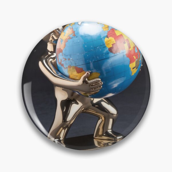Item preview, Golden Figurine Holding Earth Symbolizing Global Business Collaboration and Connection designed and sold by Creative88Art.