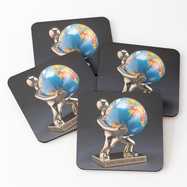 Item preview, Golden Figurine Holding Earth Symbolizing Global Business Collaboration and Connection designed and sold by Creative88Art.