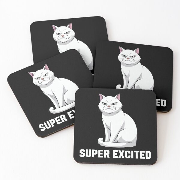 Item preview, Super Excited Grumpy White Cat designed and sold by Dream-Fab.