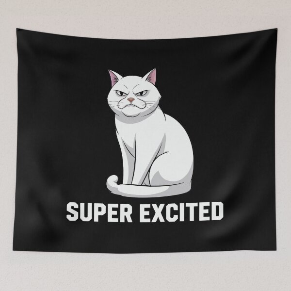 Item preview, Super Excited Grumpy White Cat designed and sold by Dream-Fab.