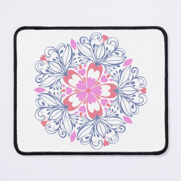 Item preview, Romantic Floral Circle: Nature-Inspired Pattern with Orange and Azure Accents designed and sold by AneissPiaf.