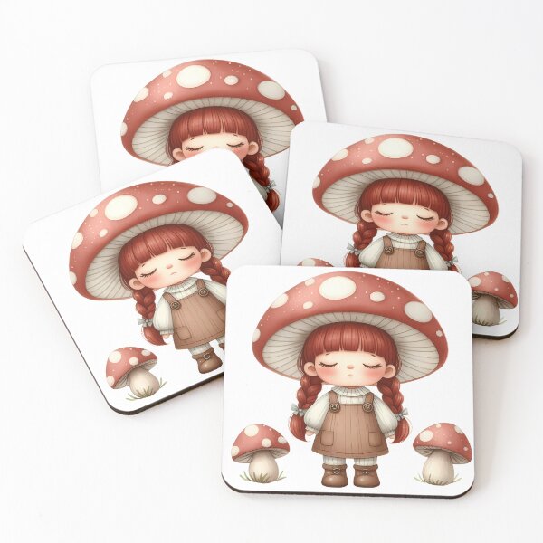 Item preview, A0582 Mushroom Girl Delight – Whimsical Figurine, Perfect Gift for Nature Lovers, Enchanting Collectible with Mushroom-Themed Design designed and sold by angieart68.