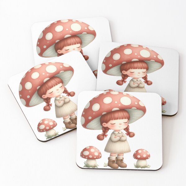 Item preview, A0582 Mushroom Girl Delight – Whimsical Figurine, Perfect Gift for Nature Lovers, Enchanting Collectible with Mushroom-Themed Design designed and sold by angieart68.