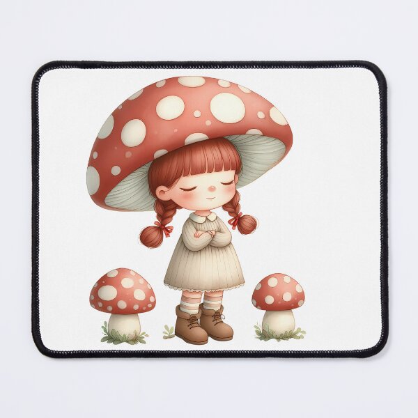 Item preview, A0582 Mushroom Girl Delight – Whimsical Figurine, Perfect Gift for Nature Lovers, Enchanting Collectible with Mushroom-Themed Design designed and sold by angieart68.