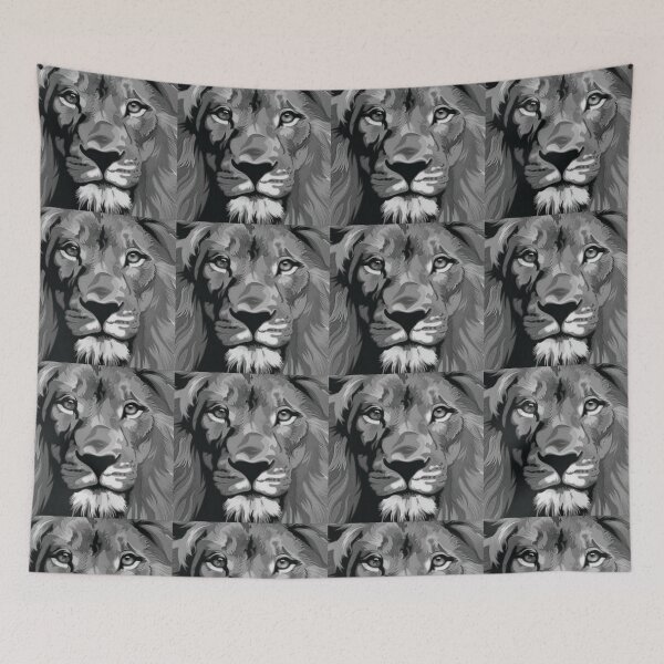 Item preview, Lion Face Grey Scale designed and sold by mystic-lore.