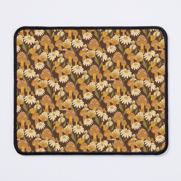 Item preview, Brown and Yellow Mushrooms with daisys, butterflies and snails designed and sold by inthewitchelm.