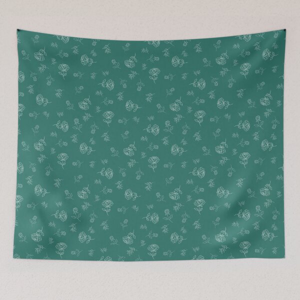 Item preview, Simple white and teal florals designed and sold by The Chaotic Muse LLC.