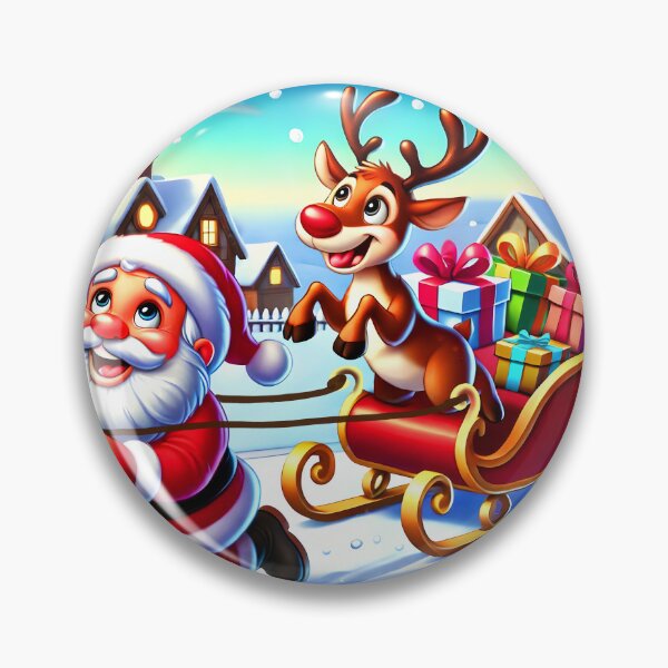 Item preview, Santa Reindeer swap roles funny illustration santa claus is pulling the sledge cheerful cartoon designed and sold by EmeraldeaDesign.