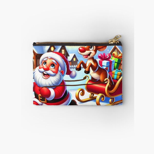 Item preview, Santa Reindeer swap roles funny illustration santa claus is pulling the sledge cheerful cartoon designed and sold by EmeraldeaDesign.