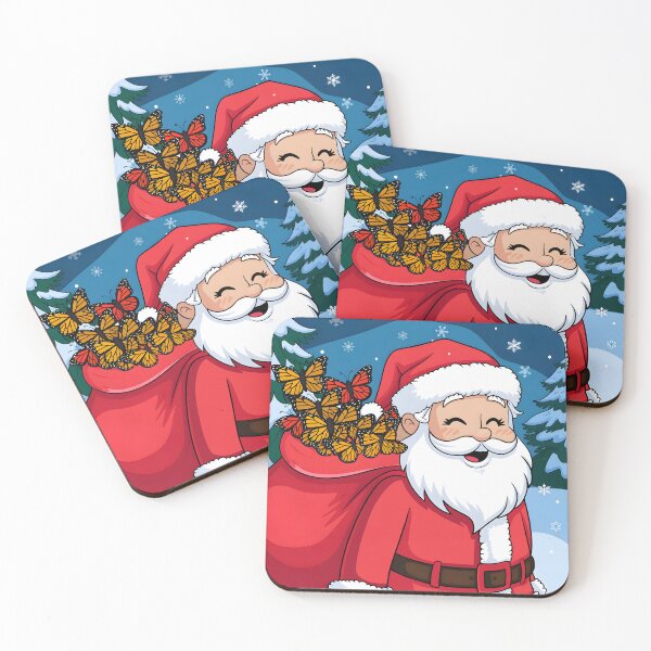 Item preview, Cartoon Santa Claus's bag is full of butterflies JOY smiling fun illustration designed and sold by EmeraldeaDesign.