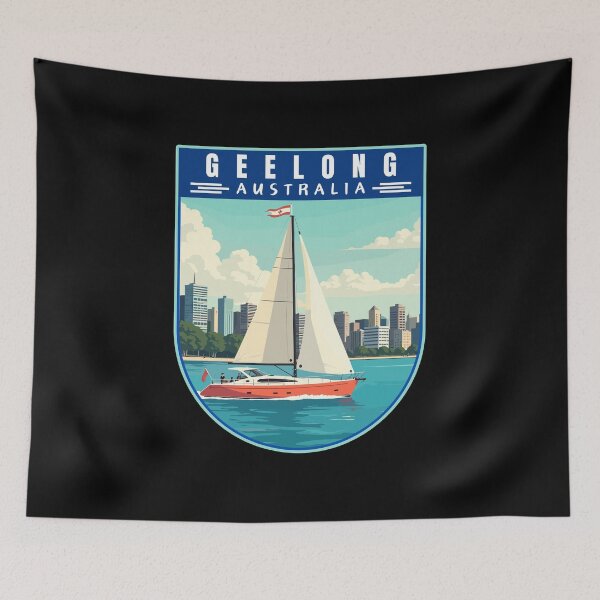 Aperçu de l'œuvre Geelong à Victoria Australie Art Travel Emblem créée et vendue par MaateoDesign.
