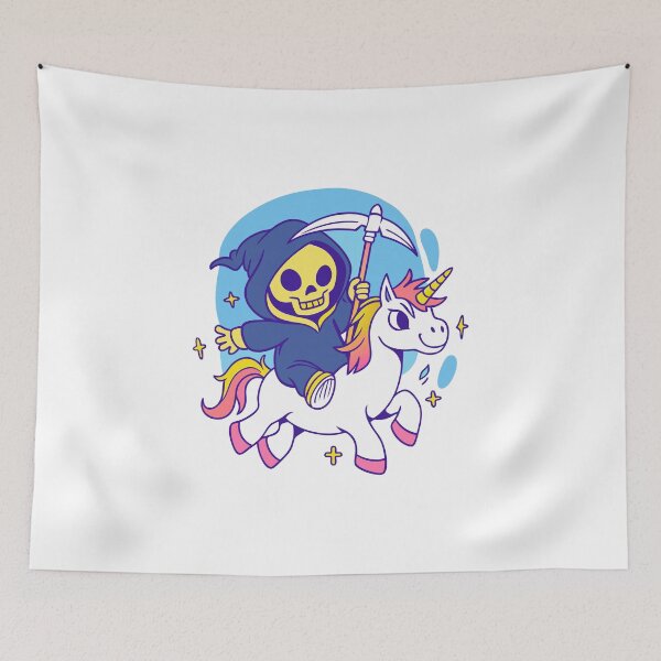 Item preview, Grim Reaper on Unicorn: Dark Fantasy Meets Whimsy ArtGrim Reaper on Unicorn: Dark Fantasy Meets Whimsy Art designed and sold by Timegraf.