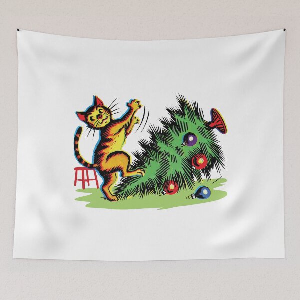 Item preview, Funny Cat Christmas Retro Vintage Style designed and sold by LuminOrb.