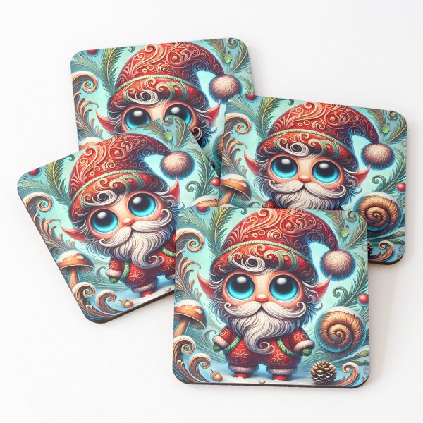 Item preview, Little quirky helper of Santa Claus cartoon cottagecore whimsical elf jule yule illustration designed and sold by EmeraldeaDesign.