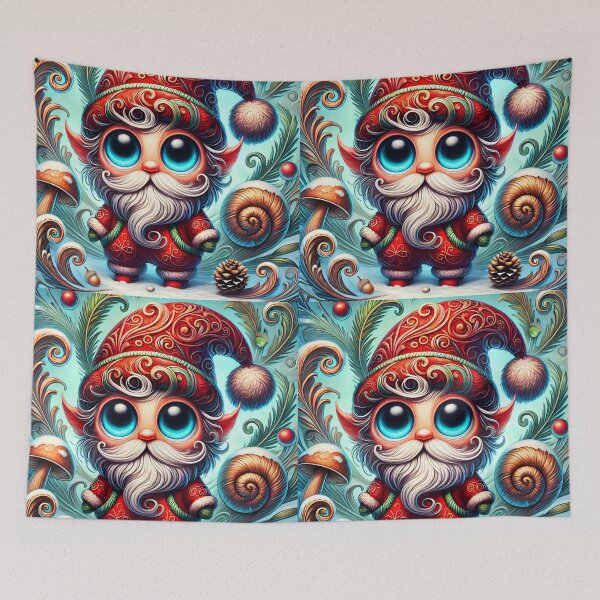 Item preview, Little quirky helper of Santa Claus cartoon cottagecore whimsical elf jule yule illustration designed and sold by EmeraldeaDesign.