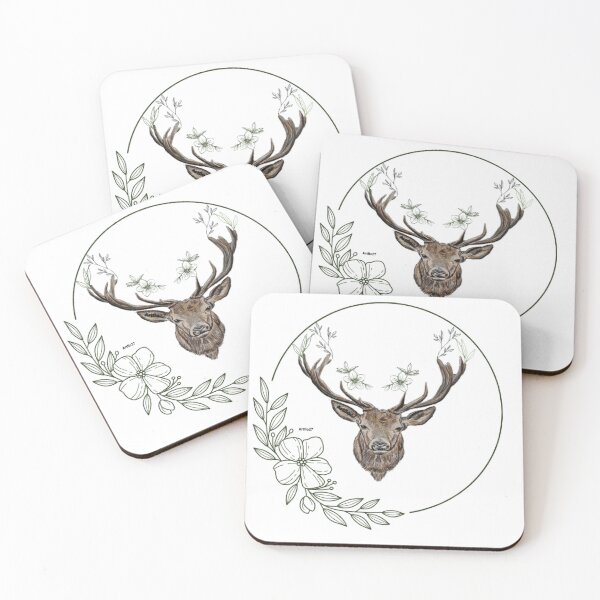 Item preview, Deer with ornaments white background designed and sold by Artflo27.