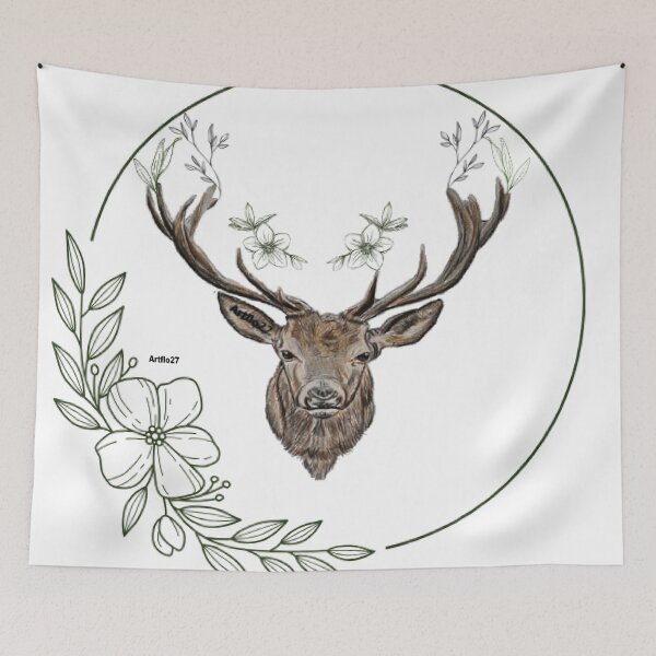 Item preview, Deer with ornaments white background designed and sold by Artflo27.