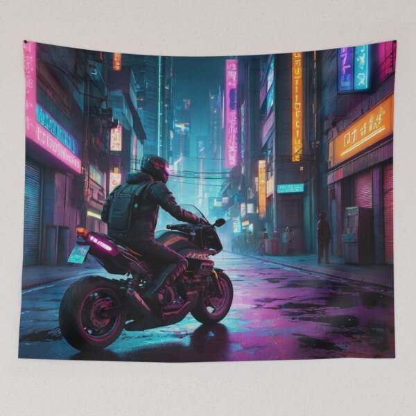 Item preview, 001 Cyberpunk City Street In a Motorcycle designed and sold by Alexis Art Collection.