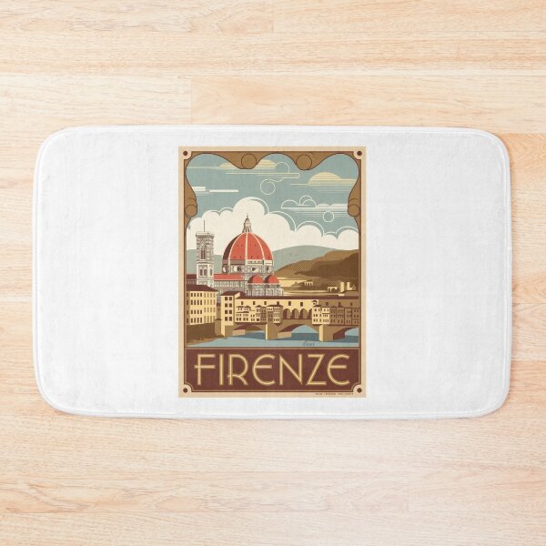 Item preview, Vintage travel poster Florence – Minimal retro design of the Ponte Vecchio & Cathedral designed and sold by pod24.