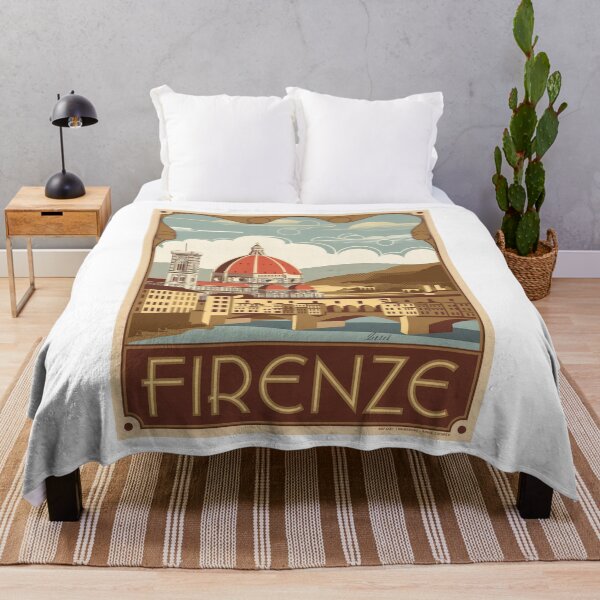 Item preview, Vintage travel poster Florence – Minimal retro design of the Ponte Vecchio & Cathedral designed and sold by pod24.