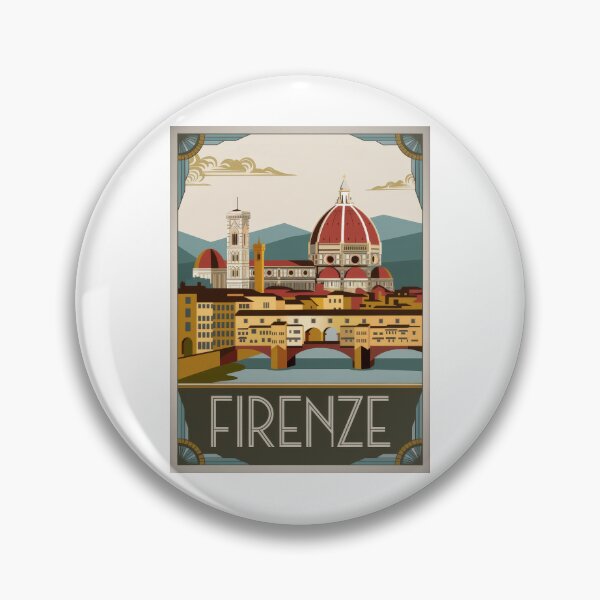 Item preview, Vintage Travel Poster Florence – Art Deco Retro Design of Tuscany & Ponte Vecchioo & Cathedral designed and sold by pod24.