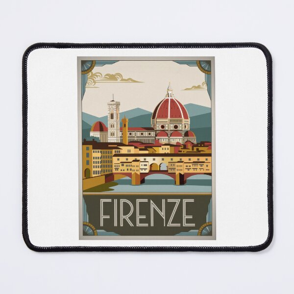Item preview, Vintage Travel Poster Florence – Art Deco Retro Design of Tuscany & Ponte Vecchioo & Cathedral designed and sold by pod24.