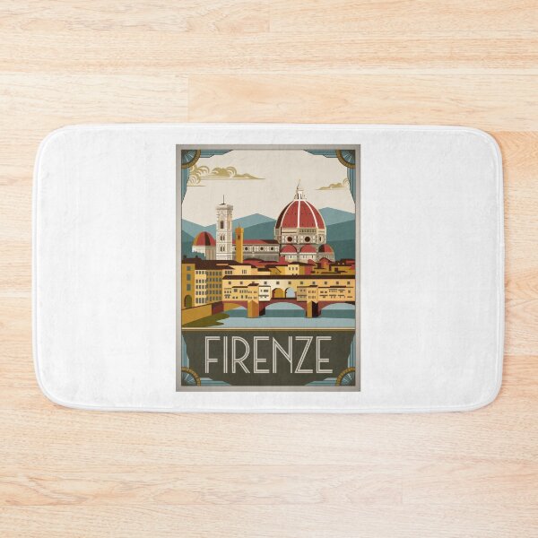 Item preview, Vintage Travel Poster Florence – Art Deco Retro Design of Tuscany & Ponte Vecchioo & Cathedral designed and sold by pod24.