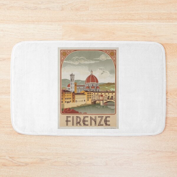 Item preview, Vintage travel poster Florence - Firenze - Retro Minimal Design of the Ponte Vecchio & Cathedral designed and sold by pod24.