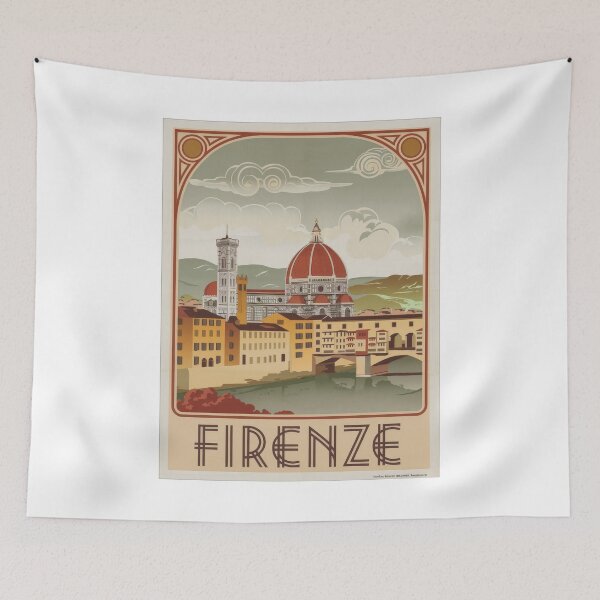 Item preview, Vintage travel poster Florence - Firenze - Retro Minimal Design of the Ponte Vecchio & Cathedral designed and sold by pod24.