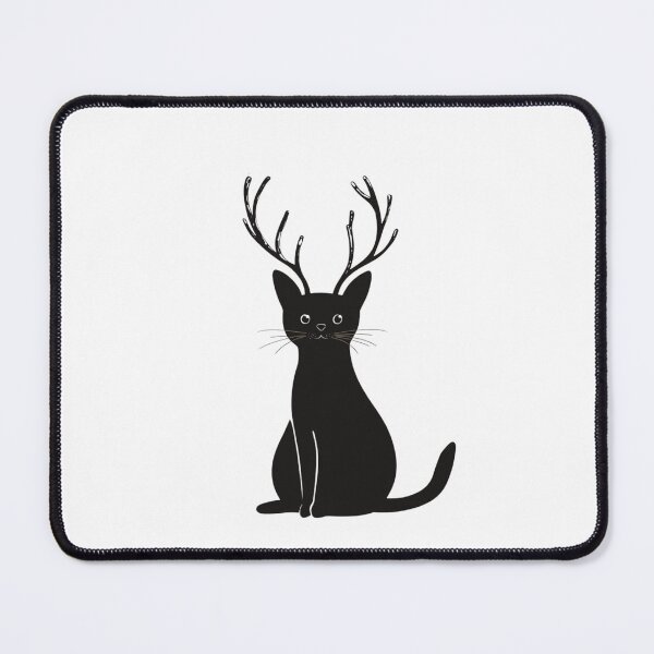 Item preview, Black Cat Illustration with Holiday Antlers designed and sold by gk-creations.