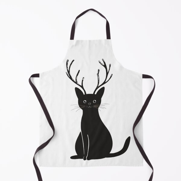 Item preview, Black Cat Illustration with Holiday Antlers designed and sold by gk-creations.