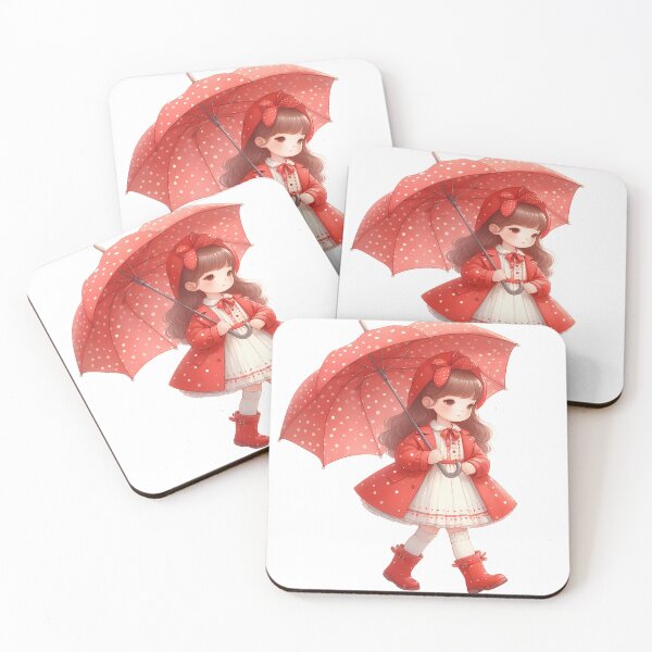 Item preview, A0590 Little Girl in Red Raincoat – Charming Collectible Figurine, Whimsical Rain-Themed Decor, Perfect Gift for Nature and Art Lovers designed and sold by angieart68.