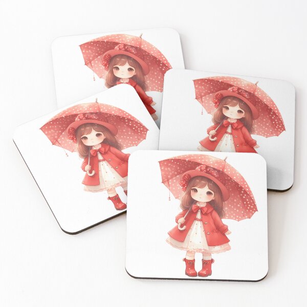 Item preview, A0590 Little Girl in Red Raincoat – Charming Collectible Figurine, Whimsical Rain-Themed Decor, Perfect Gift for Nature and Art Lovers designed and sold by angieart68.