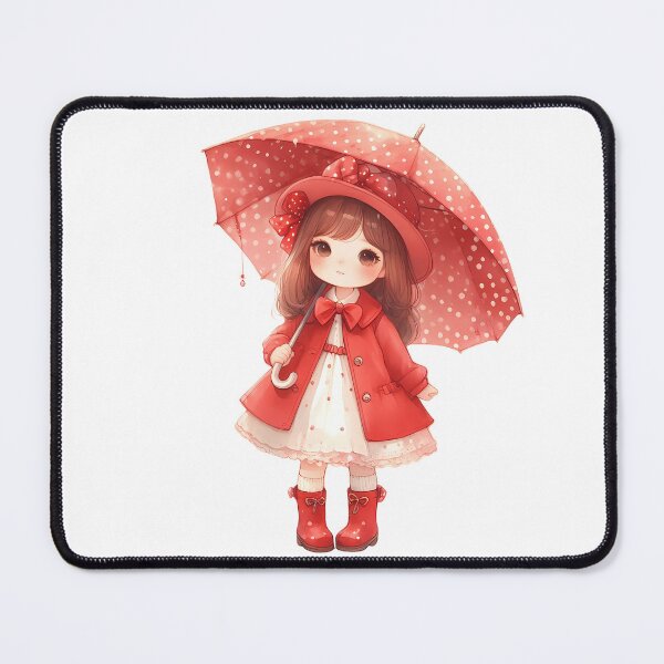 Item preview, A0590 Little Girl in Red Raincoat – Charming Collectible Figurine, Whimsical Rain-Themed Decor, Perfect Gift for Nature and Art Lovers designed and sold by angieart68.