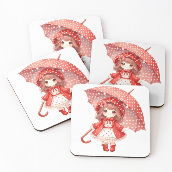 Item preview, A0590 Little Girl in Red Raincoat – Charming Collectible Figurine, Whimsical Rain-Themed Decor, Perfect Gift for Nature and Art Lovers designed and sold by angieart68.