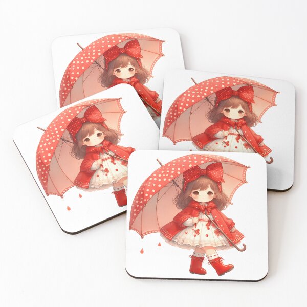 Item preview, A0590 Little Girl in Red Raincoat – Charming Collectible Figurine, Whimsical Rain-Themed Decor, Perfect Gift for Nature and Art Lovers designed and sold by angieart68.