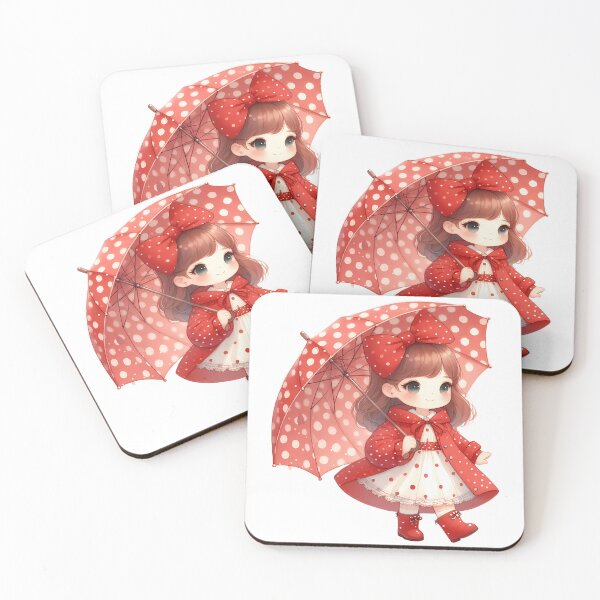 Item preview, A0590 Little Girl in Red Raincoat – Charming Collectible Figurine, Whimsical Rain-Themed Decor, Perfect Gift for Nature and Art Lovers designed and sold by angieart68.