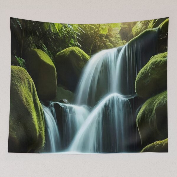 Item preview, waterfall in the green forest or green jungle 18 designed and sold by AA-designstore.