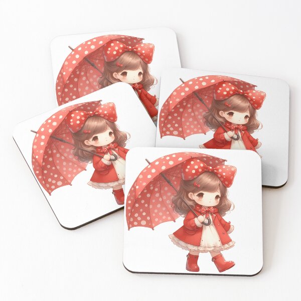 Item preview, A0590 Little Girl in Red Raincoat – Charming Collectible Figurine, Whimsical Rain-Themed Decor, Perfect Gift for Nature and Art Lovers designed and sold by angieart68.