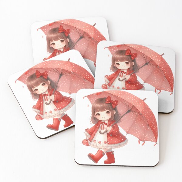 Item preview, A0590 Little Girl in Red Raincoat – Charming Collectible Figurine, Whimsical Rain-Themed Decor, Perfect Gift for Nature and Art Lovers designed and sold by angieart68.