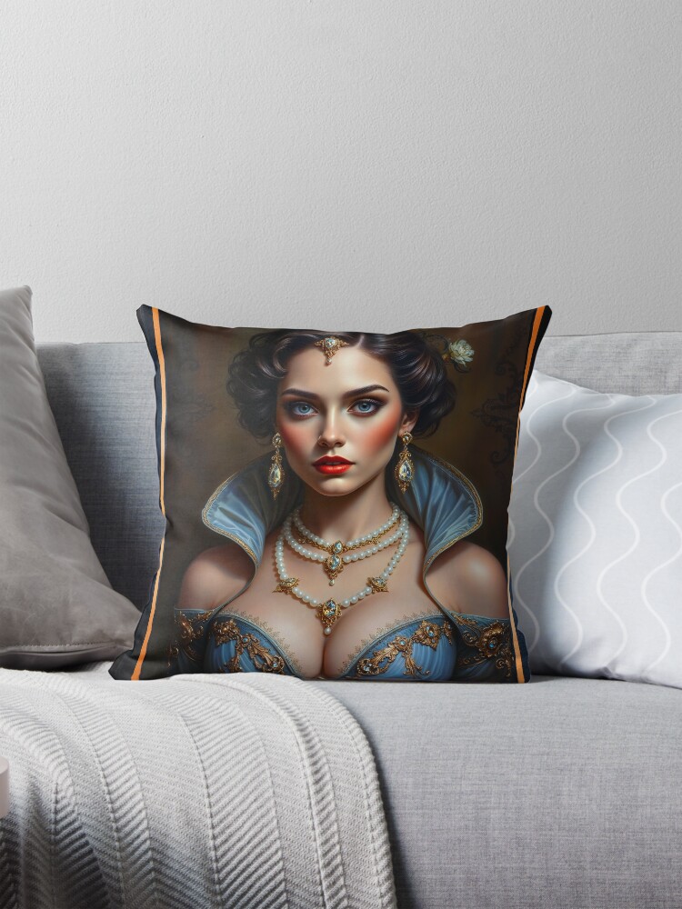 The Timeless Glamour Of A Classical Beauty Portrait Of A Woman AI Concept Art by Xzendor7 4 The Timeless Glamour Of A Classical Beauty Portrait Of A Woman Stunning AI Concept Art by Xzendor7 Decorative Art Print Throw Pillow