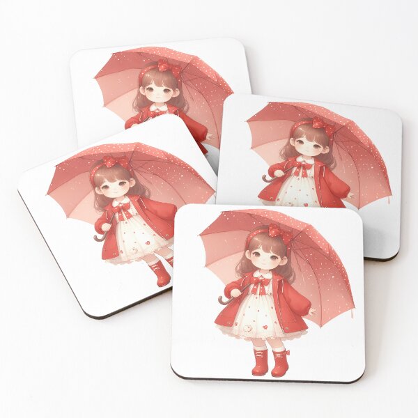 Item preview, A0590 Little Girl in Red Raincoat – Charming Collectible Figurine, Whimsical Rain-Themed Decor, Perfect Gift for Nature and Art Lovers designed and sold by angieart68.