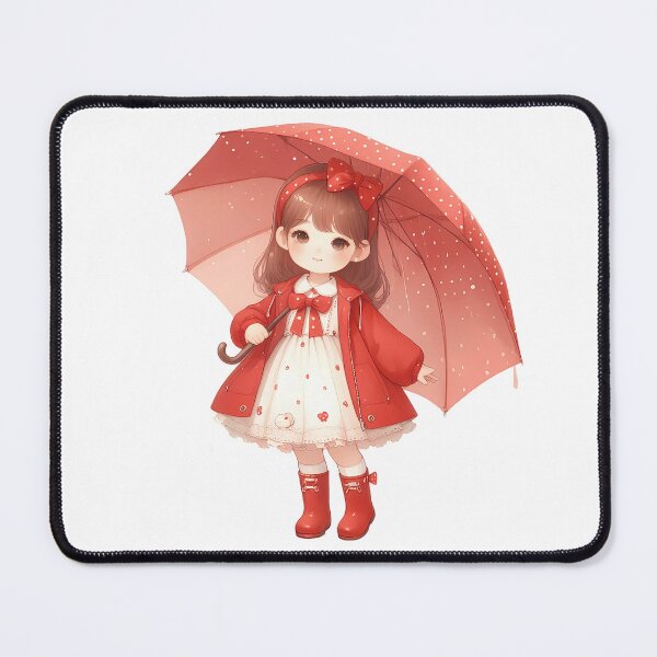 Item preview, A0590 Little Girl in Red Raincoat – Charming Collectible Figurine, Whimsical Rain-Themed Decor, Perfect Gift for Nature and Art Lovers designed and sold by angieart68.