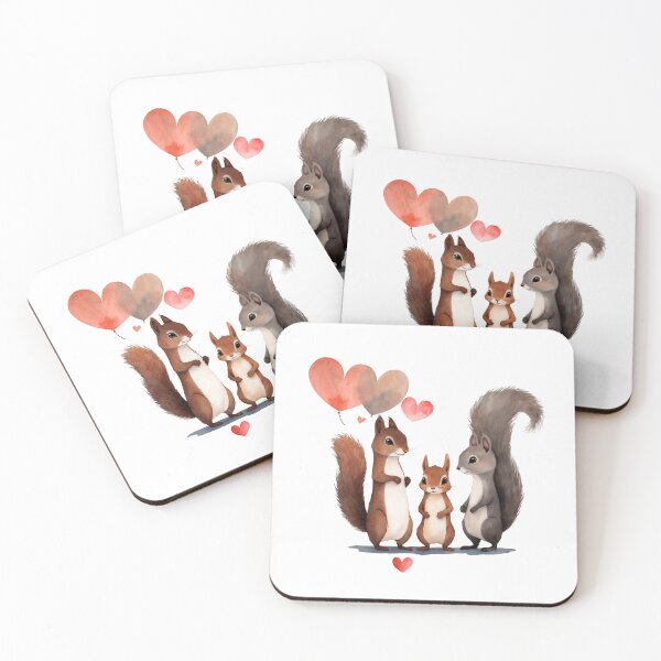 Item preview, Watercolor squirrels family, watercolor  valentine day, love, adorable squirrels designed and sold by Victoria Riabov.