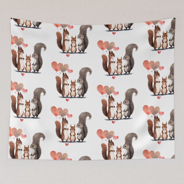 Item preview, Watercolor squirrels family, watercolor  valentine day, love, adorable squirrels designed and sold by Victoria Riabov.