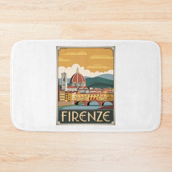 Item preview, Vintage Travel Poster Florence Italy – Firenze Retro Minimal Design of Ponte Vecchio & Cathedral designed and sold by pod24.