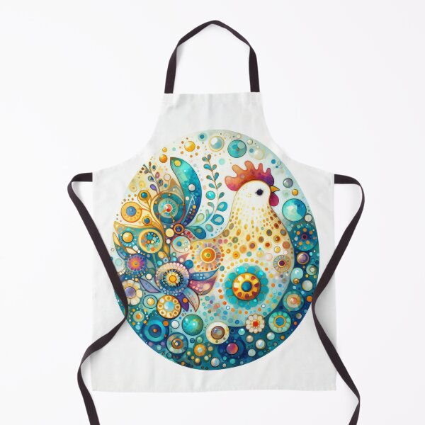 Item preview, Folk Art Hen in turquoise and gold by heidiannemorris designed and sold by FOLK ART FUSION by heidiannemorris.