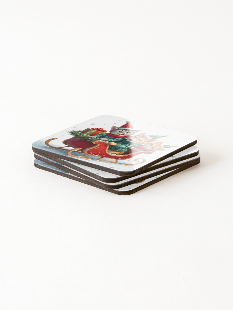 Thumbnail 4 of 5, Coasters (Set of 4), CAT-SMAS designed and sold by InkExpression.