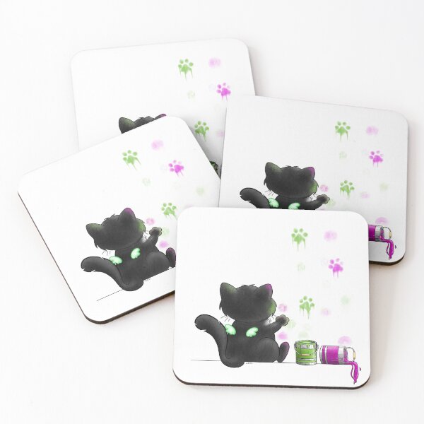 Item preview, Black Angel Cat with Paint designed and sold by TurtuShop.