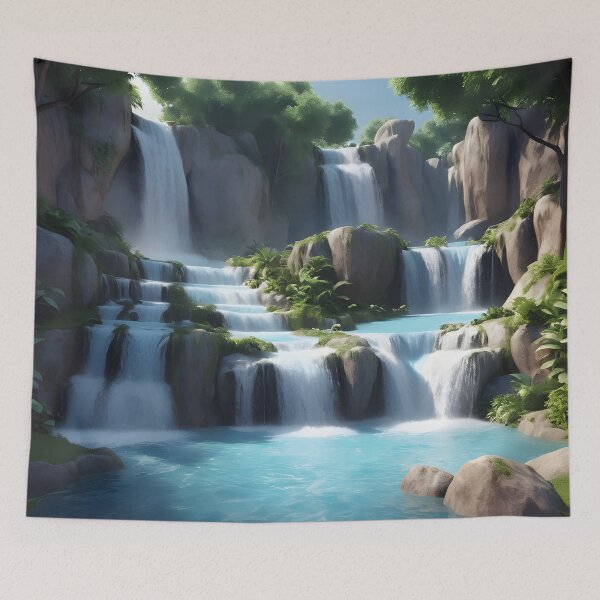 Item preview, waterfalls in the green forest or green jungle 19  designed and sold by AA-designstore.